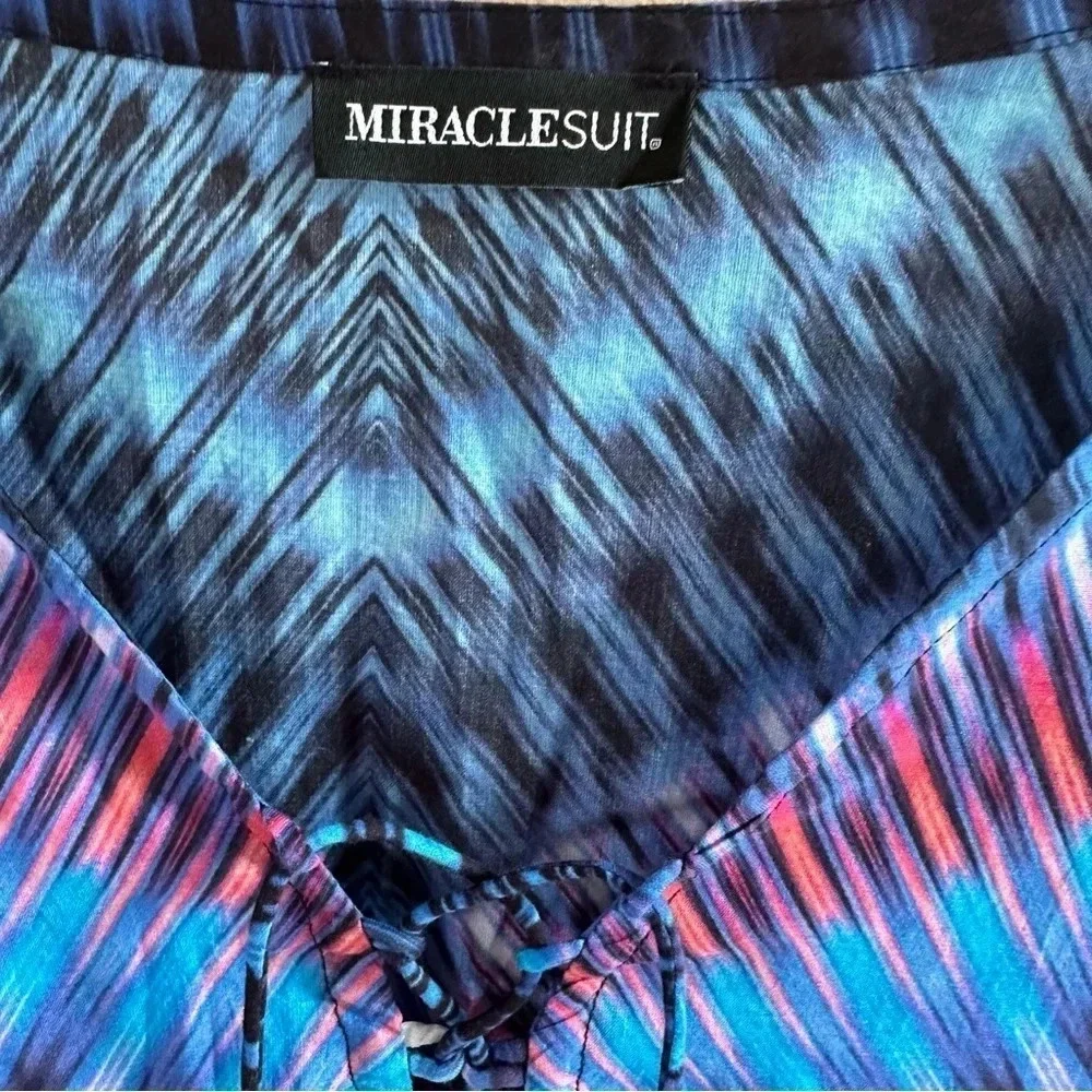 MIRACLESUIT Marrakech‎ Caftan Swim Coverup Multi Color Tassles Sz Large